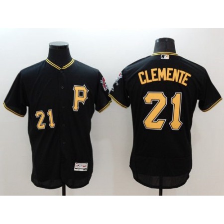 Pirates #21 Roberto Clemente Black Flexbase Authentic Collection Stitched MLB Jersey