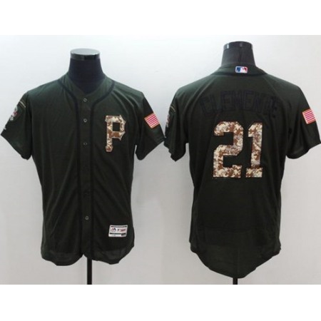 Pirates #21 Roberto Clemente Green Flexbase Authentic Collection Salute to Service Stitched MLB Jersey