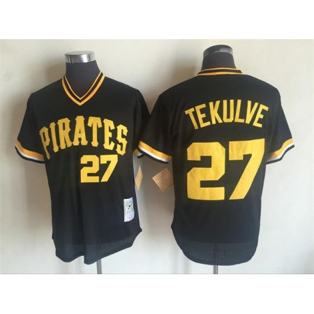 Men's Pittsburgh Pirates #27 Kent Tekulve Mitchell and Ness Black Throwback Stitched MLB Jerseys