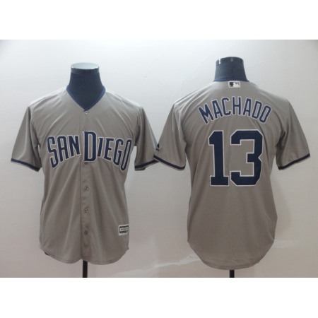 Men's San Diego Padres #13 Manny Machado Grey Cool Base Stitched MLB Jersey