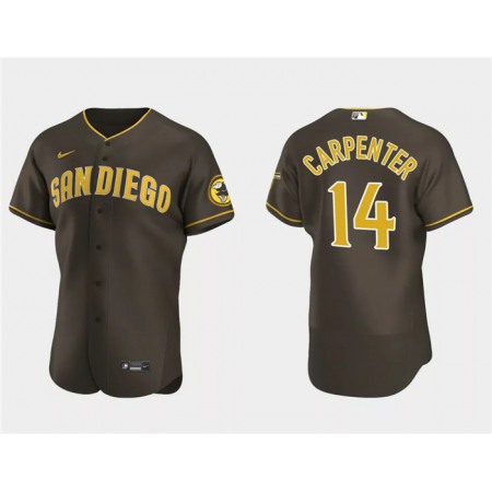 Men's San Diego Padres #14 Matt Carpenter Brown Flex Base Stitched Baseball Jersey