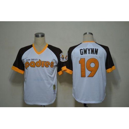 Mitchell And Ness Padres #19 Tony Gwynn White Throwback Stitched MLB Jersey