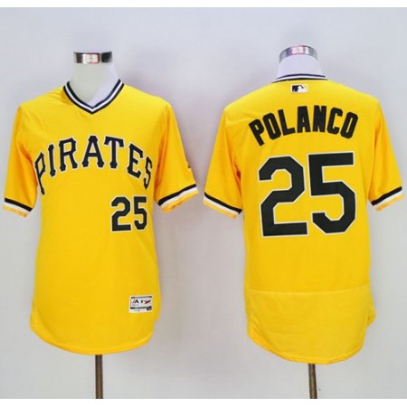 Pirates #25 Gregory Polanco Gold Flexbase Authentic Collection Cooperstown Stitched MLB Jersey