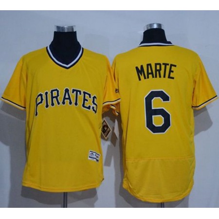 Pirates #6 Starling Marte Gold Flexbase Authentic Collection Cooperstown Stitched MLB Jersey