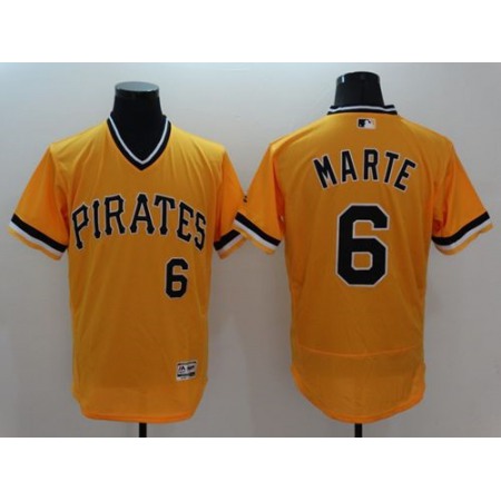 Pirates #6 Starling Marte Gold Flexbase Authentic Collection Stitched MLB Jersey