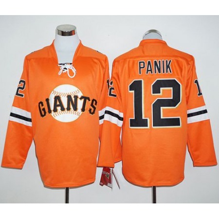 Giants #12 Joe Panik Orange Long Sleeve Stitched MLB Jersey