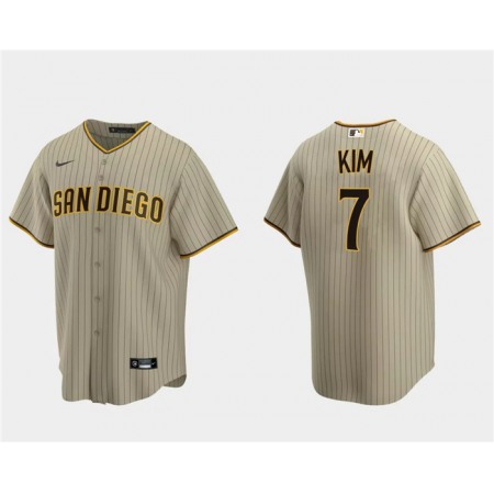 Men's San Diego Padres #7 Ha-Seong Kim Tan Cool Base Stitched Jersey