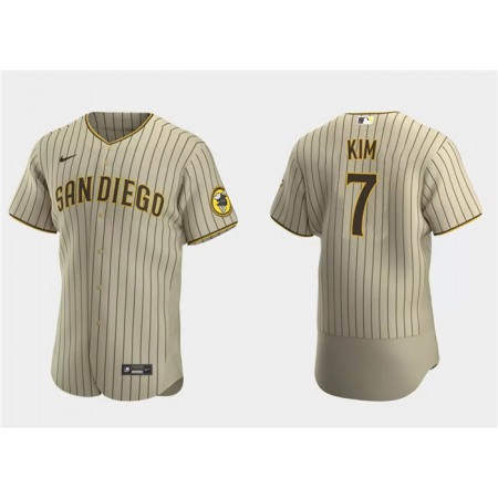 Men's San Diego Padres #7 Ha-Seong Kim Tan Flex Base Stitched Baseball Jersey