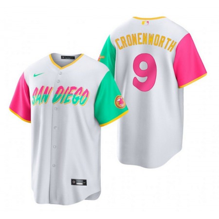 Men's San Diego Padres #9 Jake Cronenworth 2022 White City Connect Cool Base Stitched Jersey