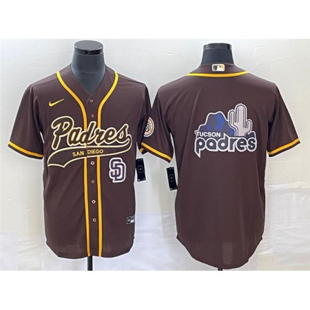 Men's San Diego Padres Brown Big Logo in Back Cool Base Stitched Baseball Jersey