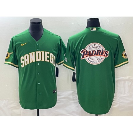 Men's San Diego Padres Green Team Big Logo Cool Base Stitched Baseball Jersey 001