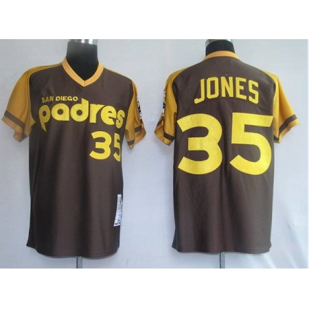 Mitchell and Ness Padres #35 Randy Jones Coffee Stitched Throwback MLB Jersey