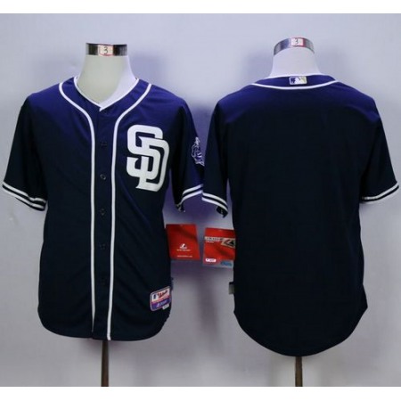 Padres Blank Dark Blue Cool Base Stitched MLB Jersey