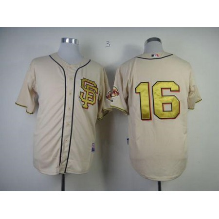 Giants #16 Angel Pagan Cream Gold No. Stitched MLB Jersey