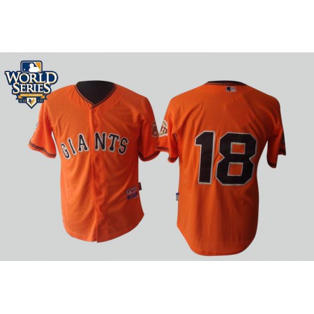 Giants #18 Matt Cain Orange Cool Base w/2010 World Series Patch Stitched MLB Jerseys