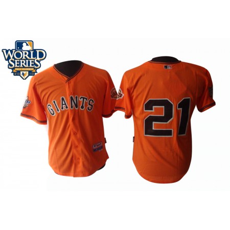 Giants #21 Freddy Sanchez Orange Cool Base w/2010 World Series Patch Stitched MLB jerseys