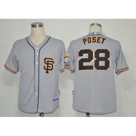 Giants #28 Buster Posey Grey Cool Base 2012 Road 2 Stitched MLB Jersey