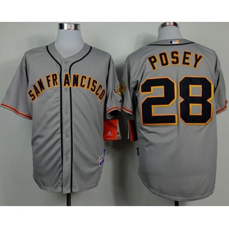 Giants #28 Buster Posey Grey Road Cool Base Stitched MLB Jersey