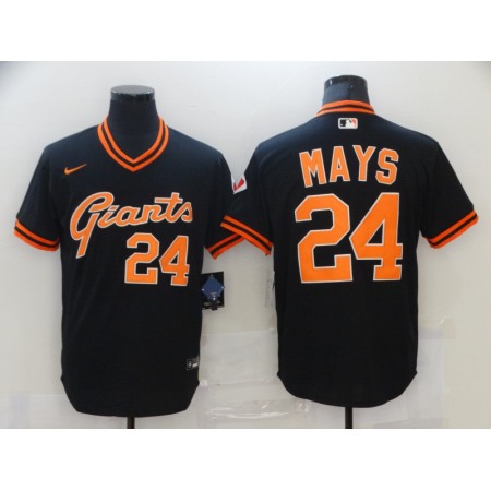 Men's San Francisco Giants #24 Willie Mays Black Cool Base Stitched Jersey