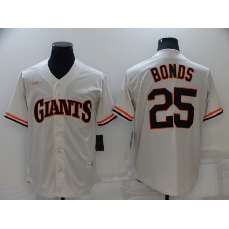 Men's San Francisco Giants #25 Barry Bonds Cream Cool Base Stitched Jersey