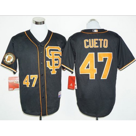 Giants #47 Johnny Cueto Black 2016 Cool Base Stitched MLB Jersey