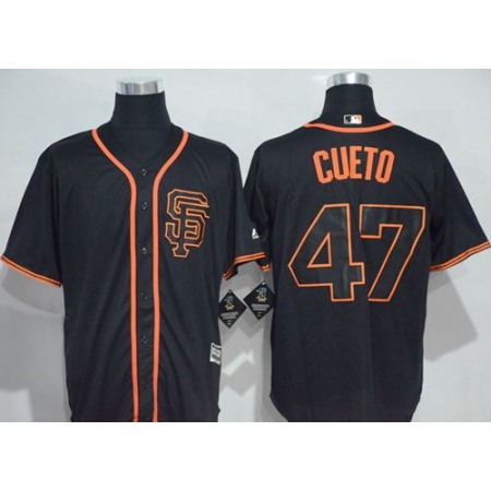 Giants #47 Johnny Cueto Black New Cool Base Alternate Stitched MLB Jersey