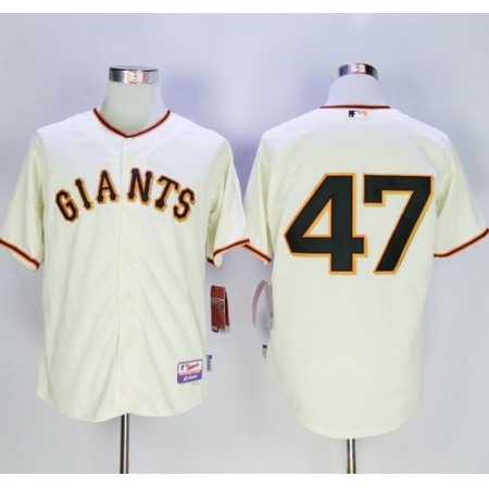 Giants #47 Johnny Cueto Cream Cool Base Stitched MLB Jersey