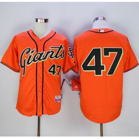 Giants #47 Johnny Cueto Orange Alternate Cool Base Stitched MLB Jersey