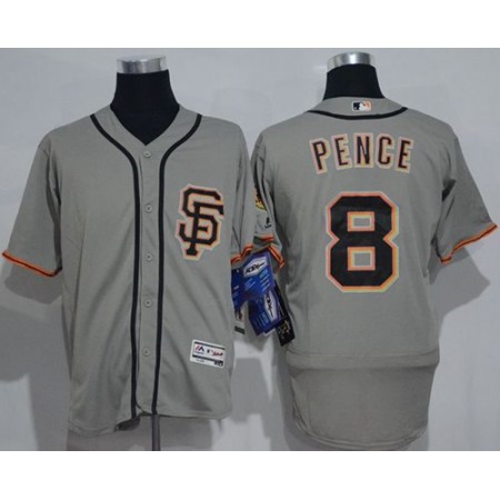 Giants #8 Hunter Pence Grey Flexbase Authentic Collection Road 2 Stitched MLB jerseys