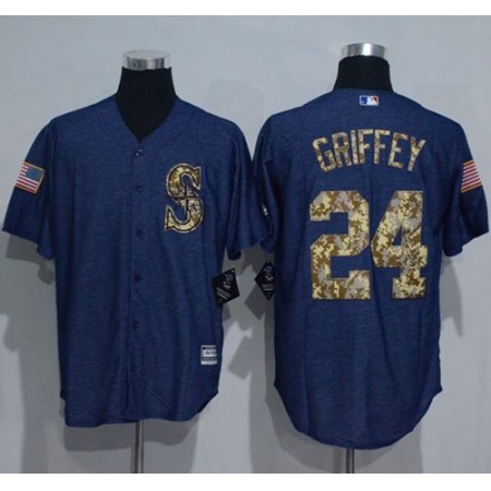 Mariners #24 Ken Griffey Denim Blue Salute to Service Stitched MLB Jersey