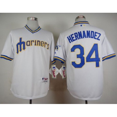 Mariners #34 Felix Hernandez White 1979 Turn Back The Clock Stitched MLB Jersey