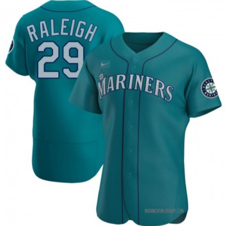 Men's Seattle Mariners #29 Cal Raleigh Aqua Flex Base Stitched Jersey