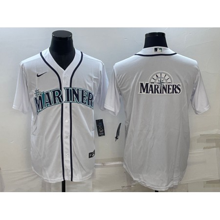 Men's Seattle Mariners White Team Big Logo Cool Base Stitched jersey