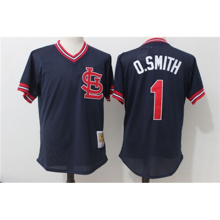 Men's St. Louis Cardinals #1 Ozzie Smith Mitchell & Ness Navy 1994 Authentic Cooperstown Collection Mesh Batting Practice Stitched MLB Jersey