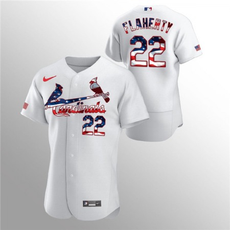 Men's St. Louis Cardinals #22 Jack Flaherty White 2020 Stars & Stripes Flex Base Stitched Jersey
