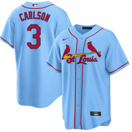 Men's St. Louis Cardinals #3 Dylan Carlson Blue Cool Base Stitched Jersey