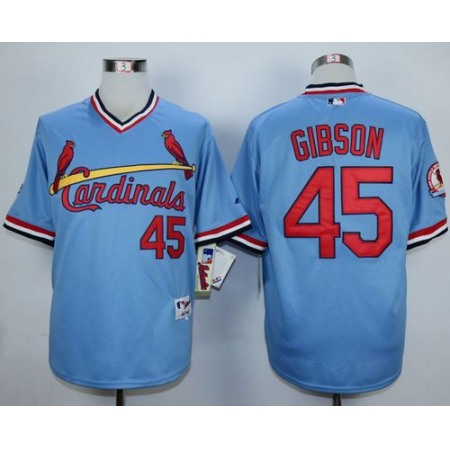 Cardinals #45 Bob Gibson Blue 1982 Turn Back The Clock Stitched MLB Jersey