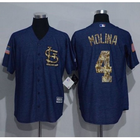 Cardinals #4 Yadier Molina Denim Blue Salute to Service Stitched MLB Jersey