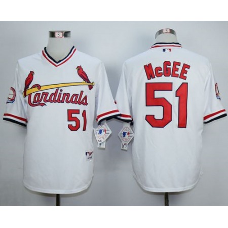 Cardinals #51 Willie McGee White 1982 Turn Back The Clock Stitched MLB Jersey
