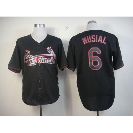 Cardinals #6 Stan Musial Black Fashion Stitched MLB Jersey
