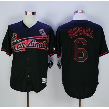 Cardinals #6 Stan Musial Black New Cool Base Fashion Stitched MLB Jersey