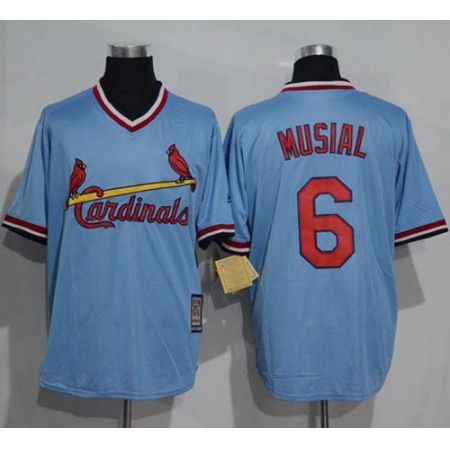 Cardinals #6 Stan Musial Blue Cooperstown Throwback Stitched MLB Jersey
