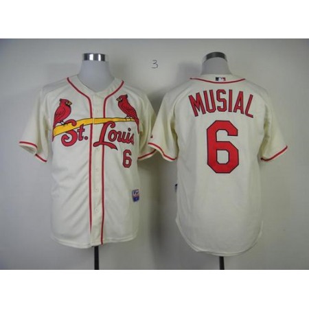 Cardinals #6 Stan Musial Cream Alternate Cool Base Stitched MLB Jersey