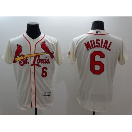 Cardinals #6 Stan Musial Cream Flexbase Authentic Collection Stitched MLB Jersey