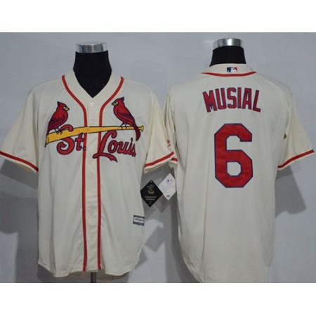 Cardinals #6 Stan Musial Cream New Cool Base Stitched MLB Jersey