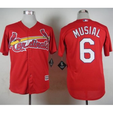 Cardinals #6 Stan Musial Red Cool Base Stitched MLB Jersey