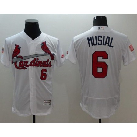 Cardinals #6 Stan Musial White Fashion Stars & Stripes Flexbase Authentic Stitched MLB Jersey