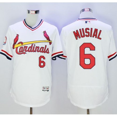 Cardinals #6 Stan Musial White Flexbase Authentic Collection Cooperstown Stitched MLB Jersey