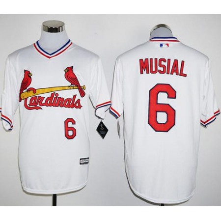 Cardinals #6 Stan Musial White New Cool Base Cooperstown Stitched MLB Jersey