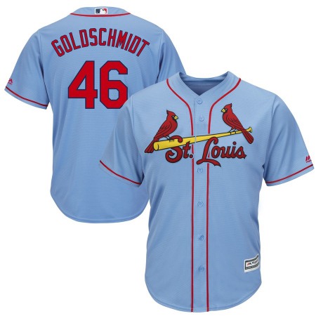 Men's St. Louis Cardinals #46 Paul Goldschmidt Majestic Light Blue Cool Base Stitched MLB Jersey